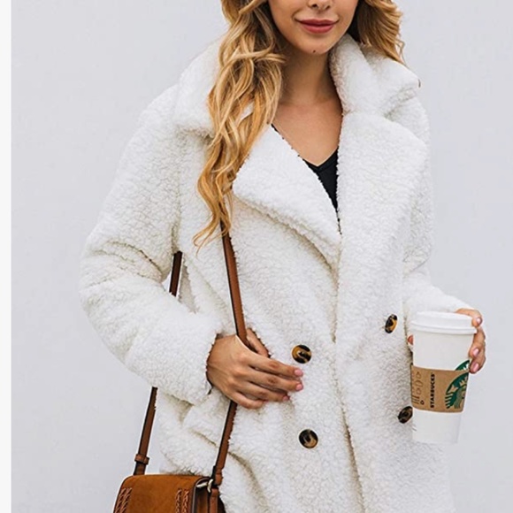 Women's 2022 Fashion Winter Coat Long Sleeve Lapel Zip Up Faux Shearling Shaggy - Picture 3 of 5